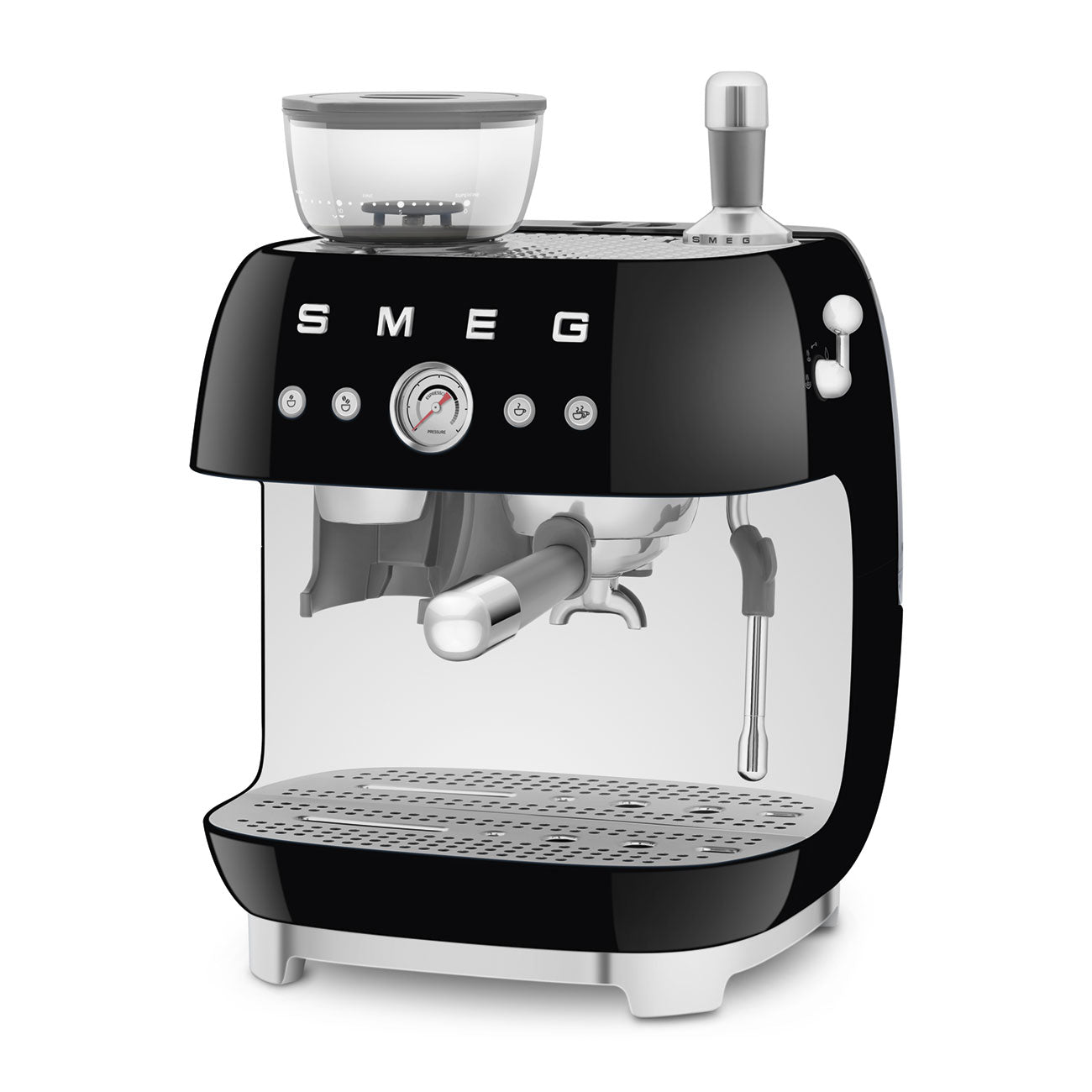 Cafetera Espresso Manual con Molinillo Smeg, Estilo años 50, 1650w, Negro, EGF03BLEU