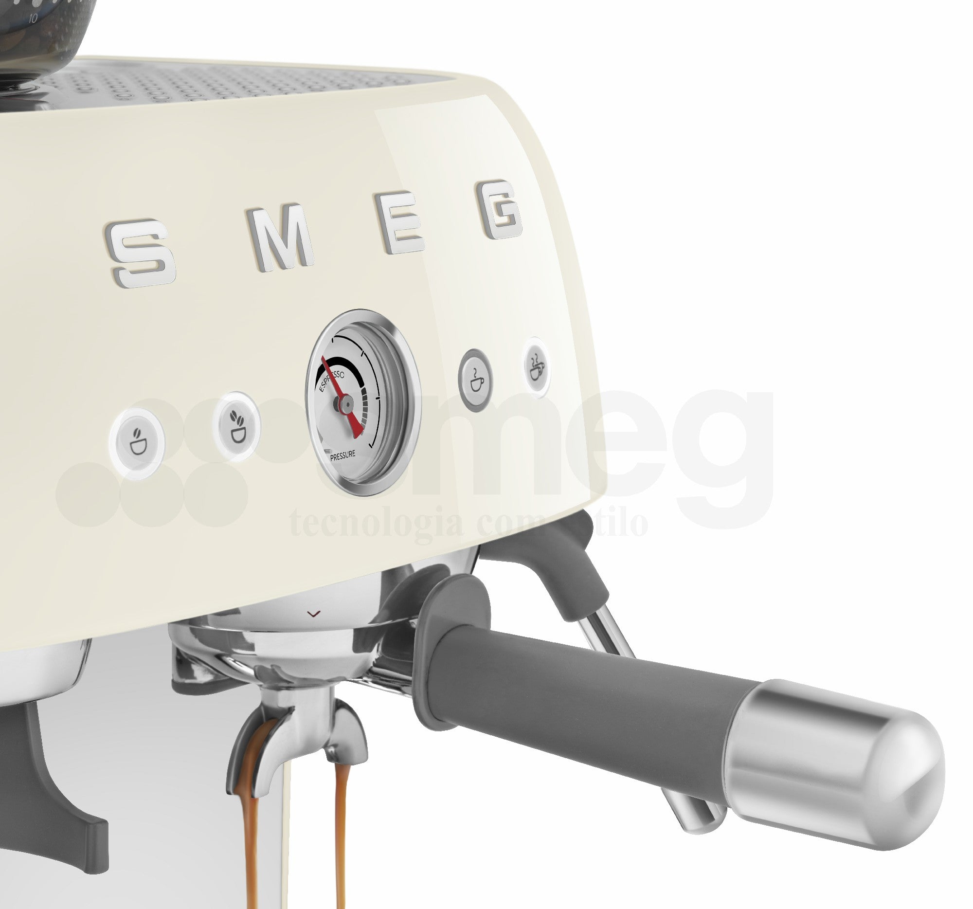 Cafetera Espresso Manual con Molinillo Smeg, Estilo años 50, 1650w, Crema, EGF03CREU