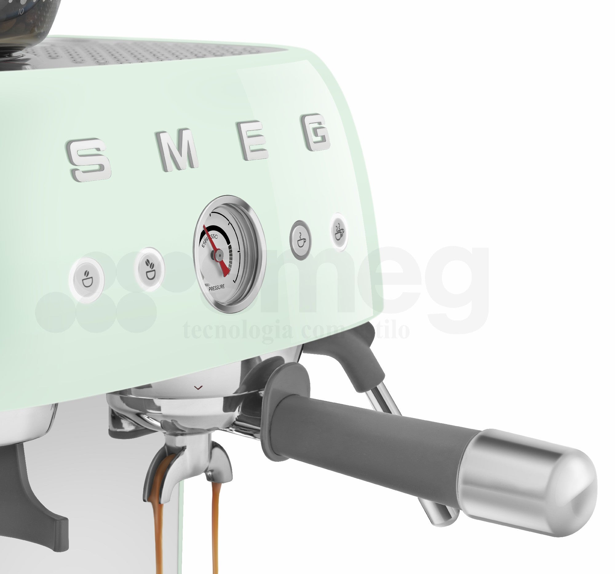 Cafetera Espresso Manual con Molinillo Smeg, Estilo años 50, 1650w, Verde Pastel, EGF03PGEU
