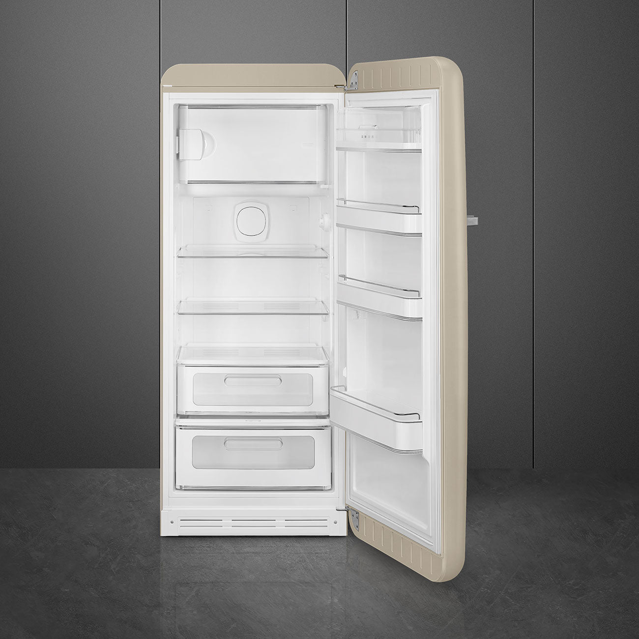 Refrigerador Smeg 1 Puerta, Estilo anõs 50, Bisagra a la derecha, 220v, Pale, FAB28RDPP6