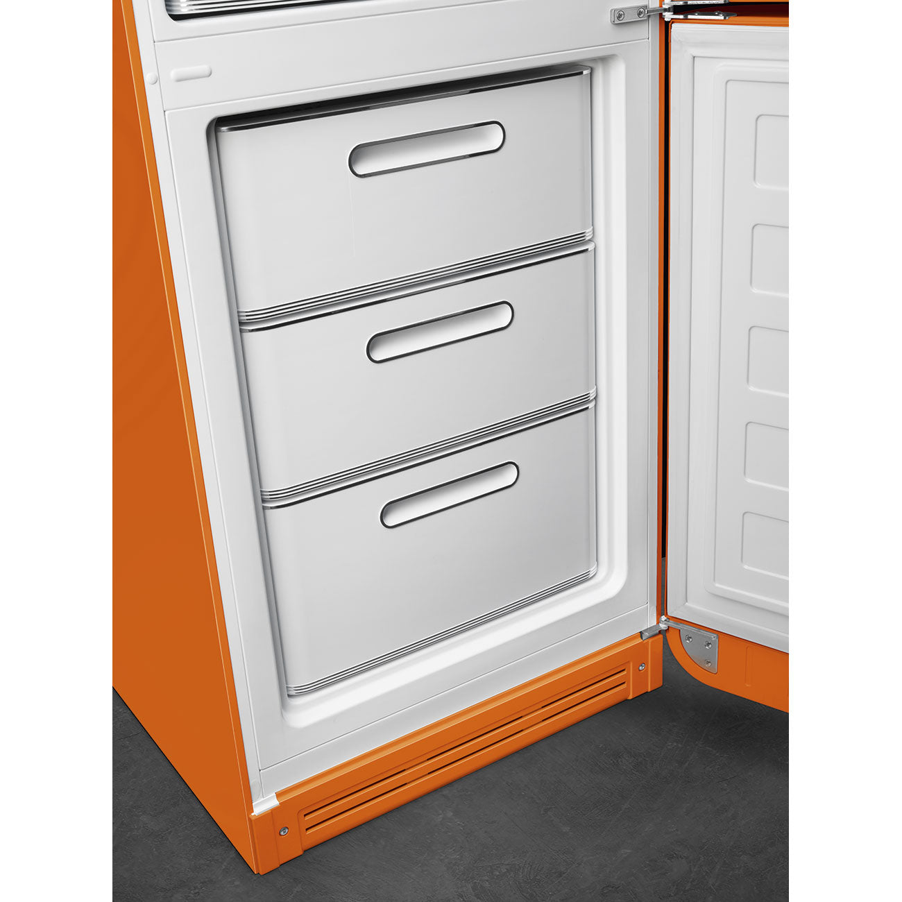Refrigerador Smeg 2 Puertas, Estilo anõs 50, Bisagra a la derecha, 220v, Naranja, FAB32ROR5