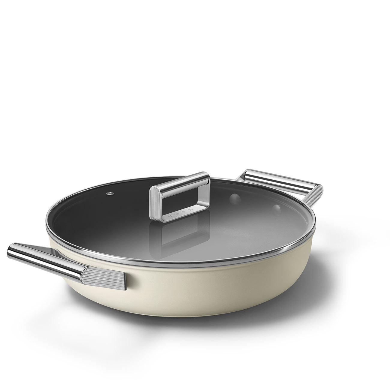 Cacerola Antiadherente Smeg, Estilo años 50, Crema, CKFD2811CRM