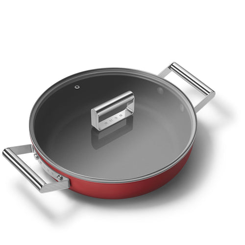 Cacerola Antiadherente Smeg, Estilo años 50, Rojo, CKFD2811RDM
