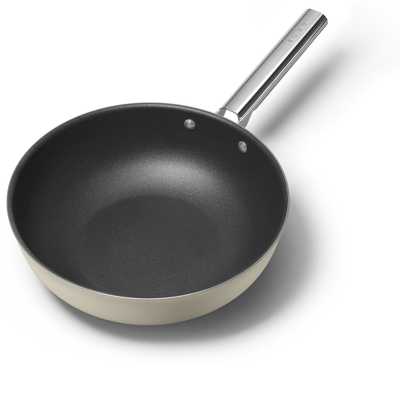 Wok Antiadherente Smeg, Estilo años 50, Crema, CKFW3001CRM