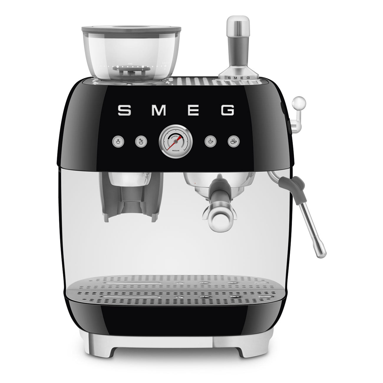 Cafetera Espresso Manual con Molinillo Smeg, Estilo años 50, 1650w, Negro, EGF03BLEU
