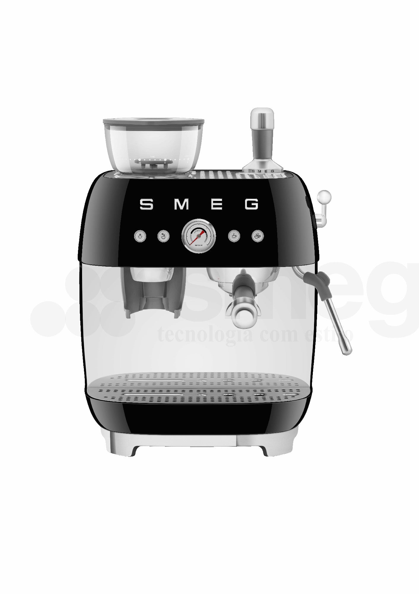 Cafetera Espresso Manual con Molinillo Smeg, Estilo años 50, 1650w, Negro, EGF03BLEU