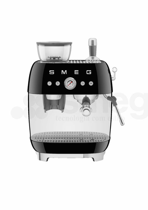 Cafetera Espresso Manual con Molinillo Smeg, Estilo años 50, 1650w, Negro, EGF03BLEU