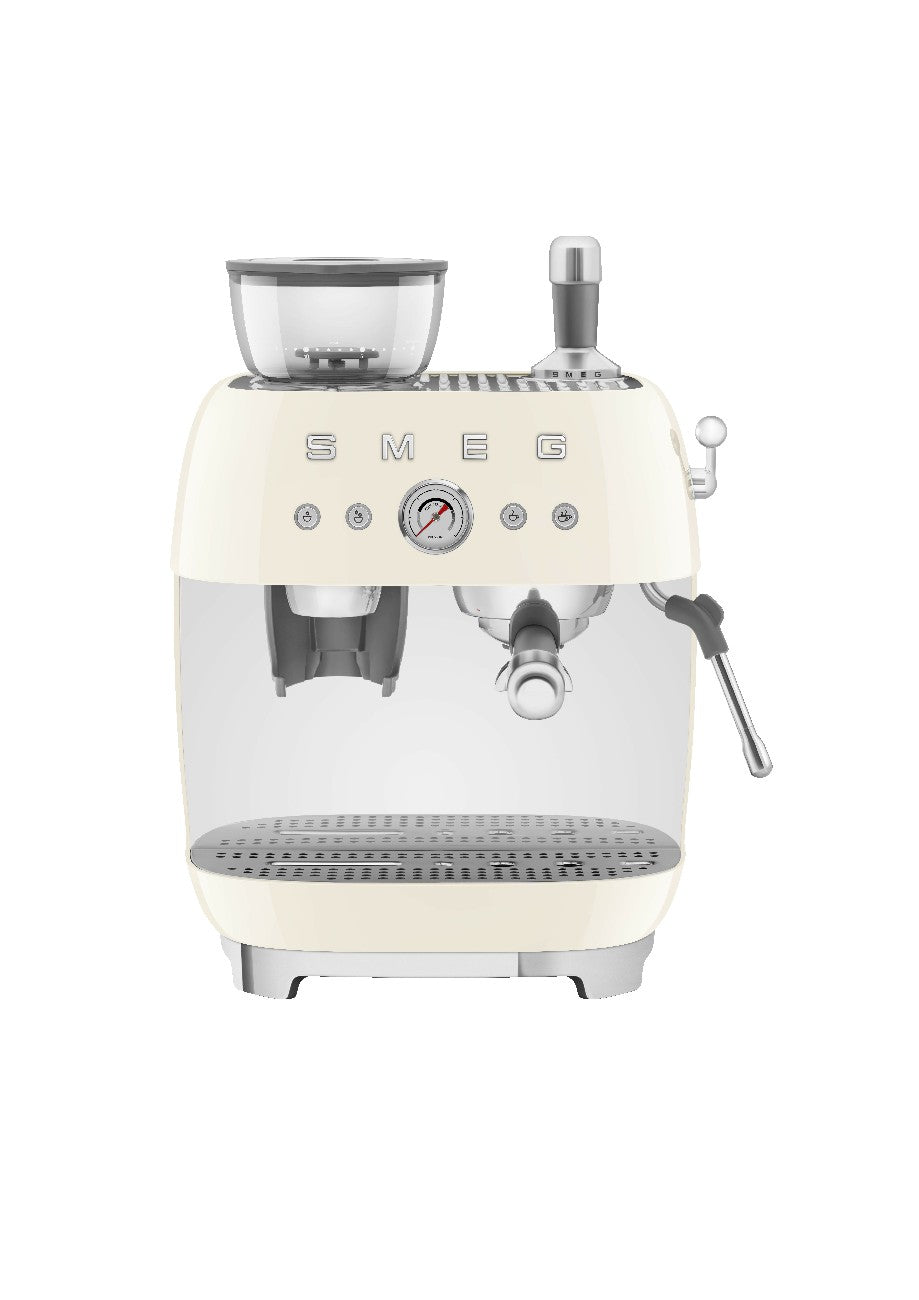Cafetera Espresso Manual con Molinillo Smeg, Estilo años 50, 1650w, Crema, EGF03CREU