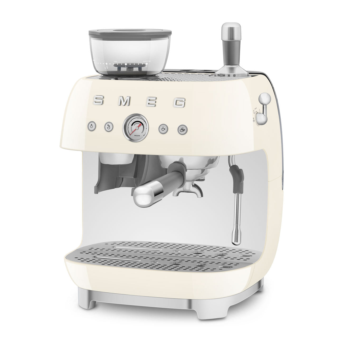 Cafetera Espresso Manual con Molinillo Smeg, Estilo años 50, 1650w, Crema, EGF03CREU
