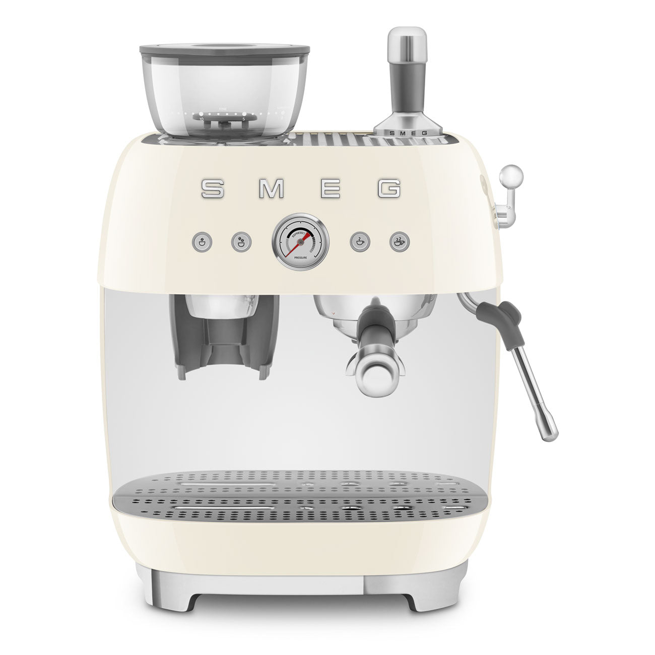 Cafetera Espresso Manual con Molinillo Smeg, Estilo años 50, 1650w, Crema, EGF03CREU