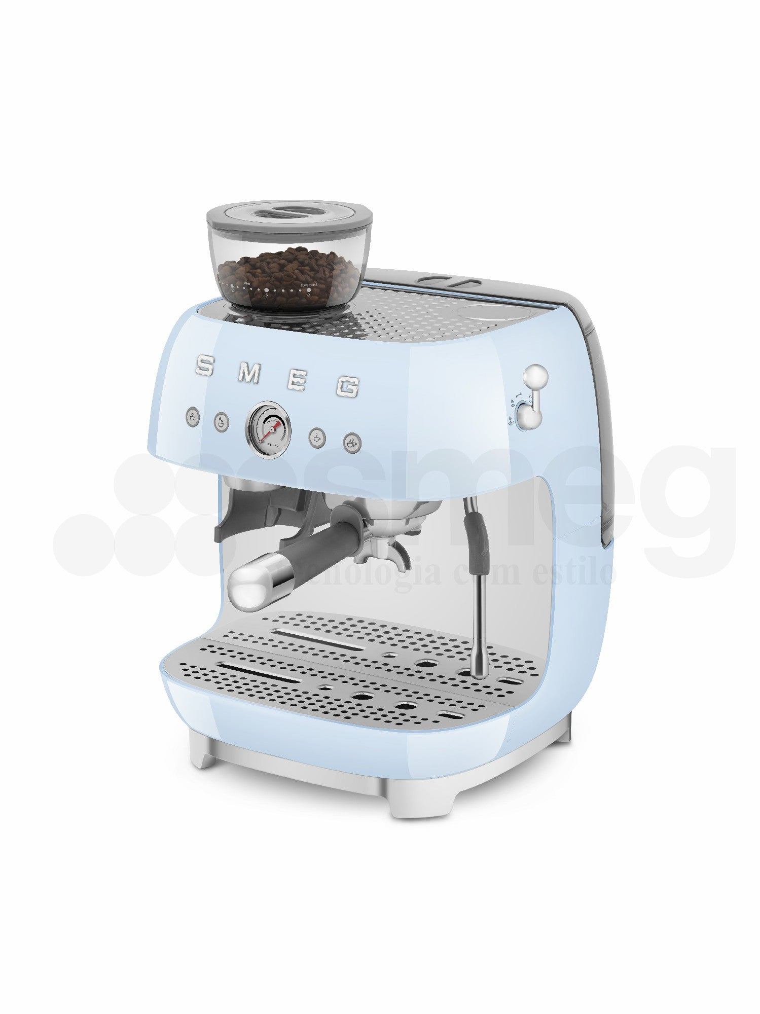 Cafetera Espresso Manual con Molinillo Smeg, Estilo años 50, 1650w, Azul, EGF03PBEU