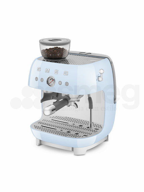 Cafetera Espresso Manual con Molinillo Smeg, Estilo años 50, 1650w, Azul, EGF03PBEU