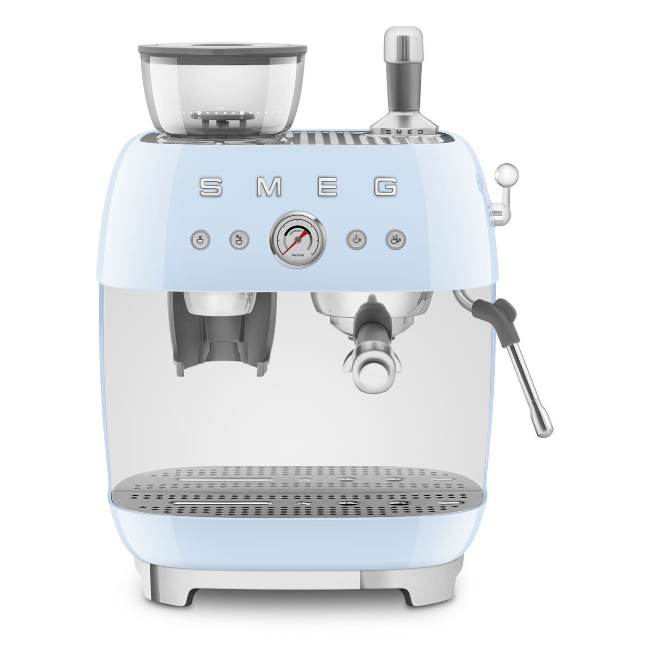 Cafetera Espresso Manual con Molinillo Smeg, Estilo años 50, 1650w, Azul, EGF03PBEU