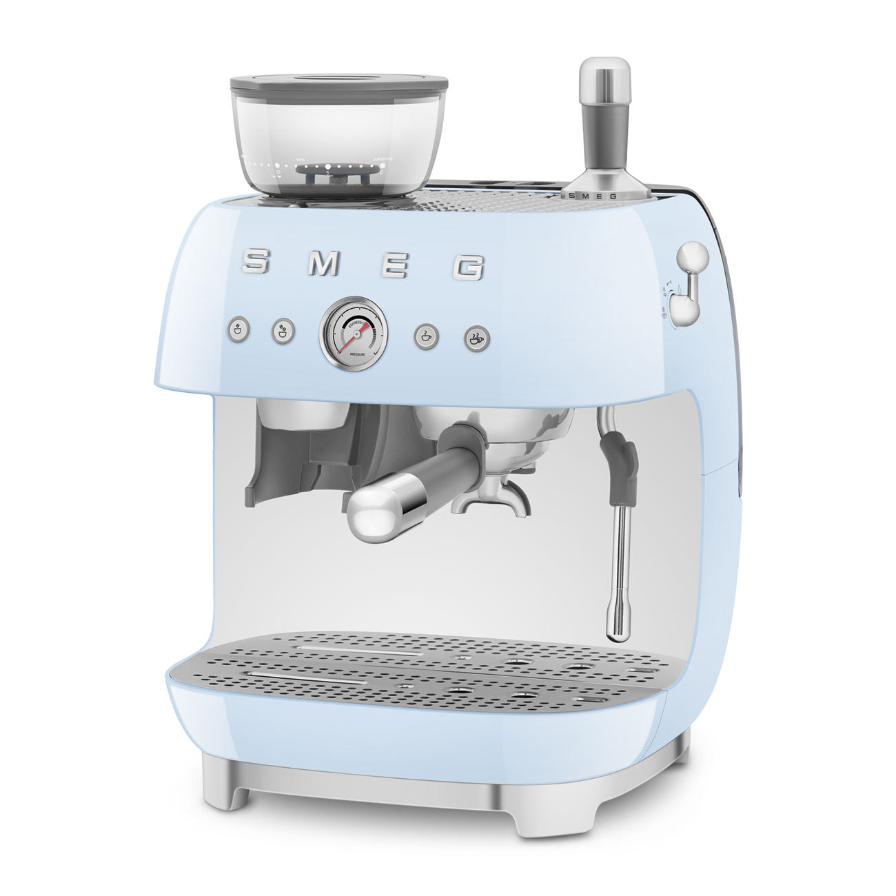 Cafetera Espresso Manual con Molinillo Smeg, Estilo años 50, 1650w, Azul, EGF03PBEU