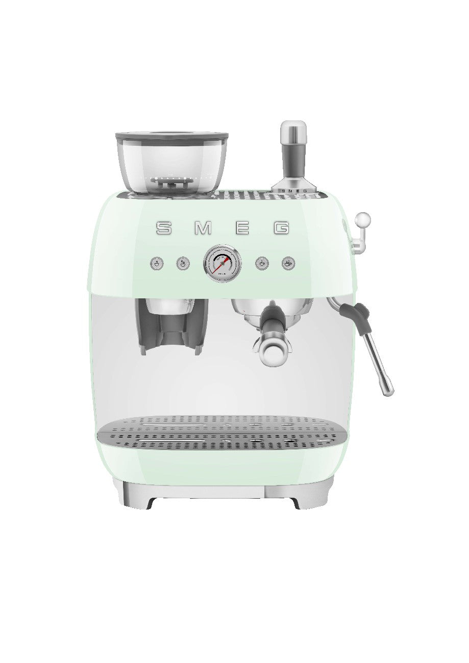Cafetera Espresso Manual con Molinillo Smeg, Estilo años 50, 1650w, Verde Pastel, EGF03PGEU