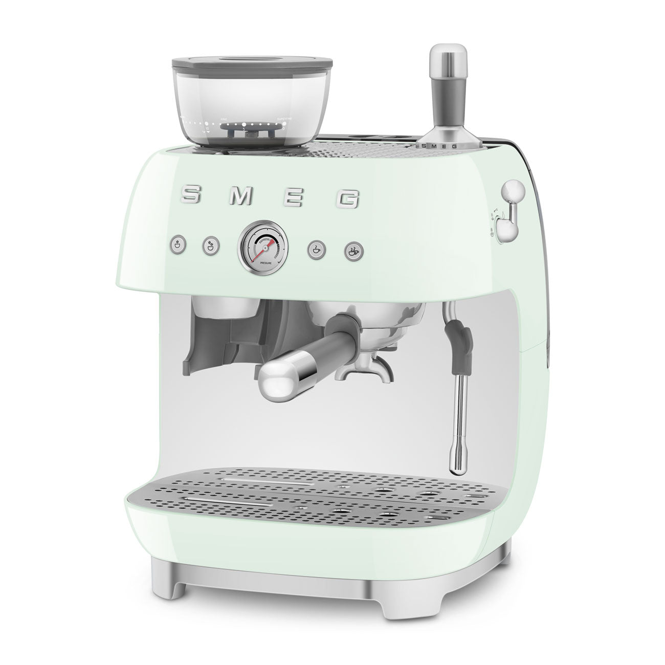Cafetera Espresso Manual con Molinillo Smeg, Estilo años 50, 1650w, Verde Pastel, EGF03PGEU