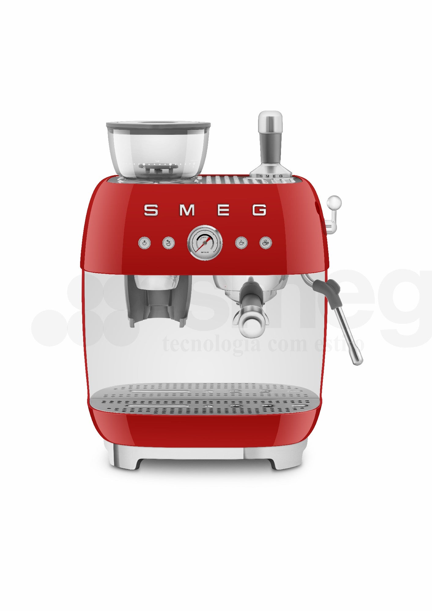 Cafetera Espresso Manual con Molinillo Smeg, Estilo años 50, 1650w, Rojo, EGF03RDEU