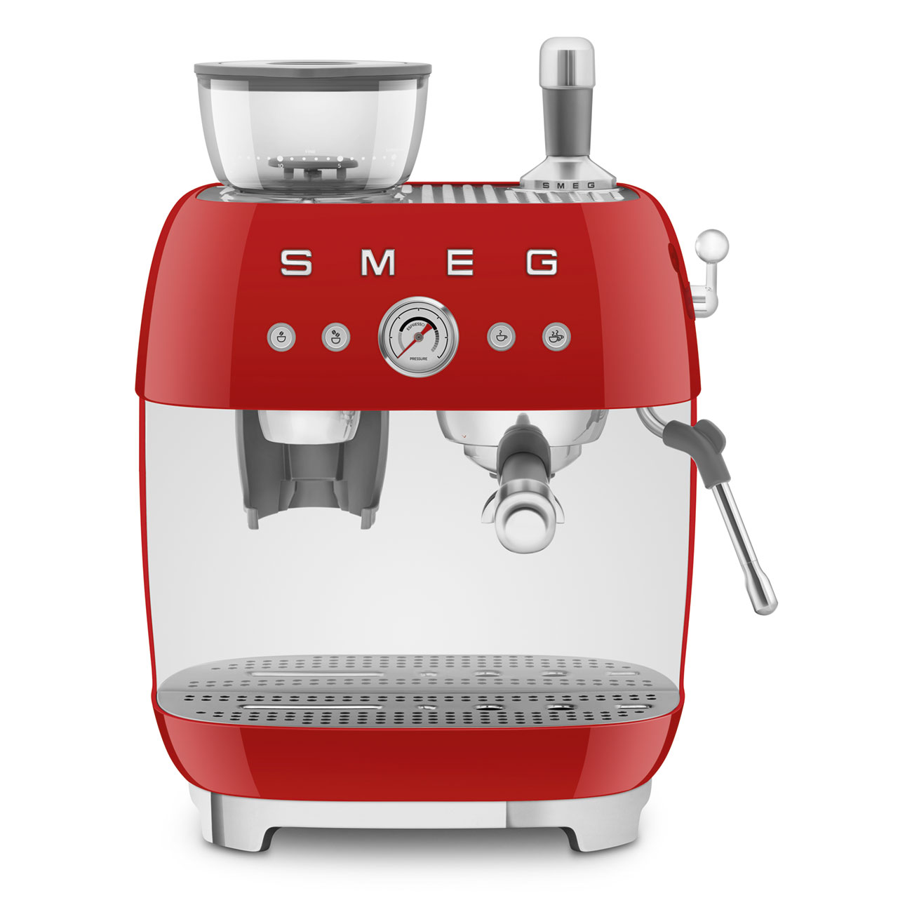 Cafetera Espresso Manual con Molinillo Smeg, Estilo años 50, 1650w, Rojo, EGF03RDEU
