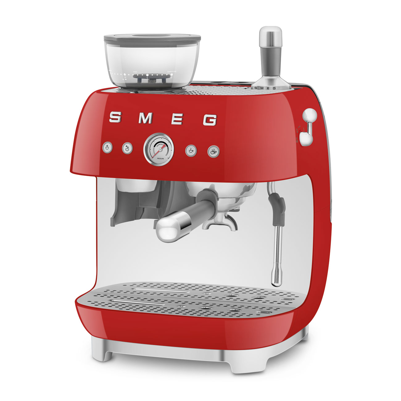 Cafetera Espresso Manual con Molinillo Smeg, Estilo años 50, 1650w, Rojo, EGF03RDEU