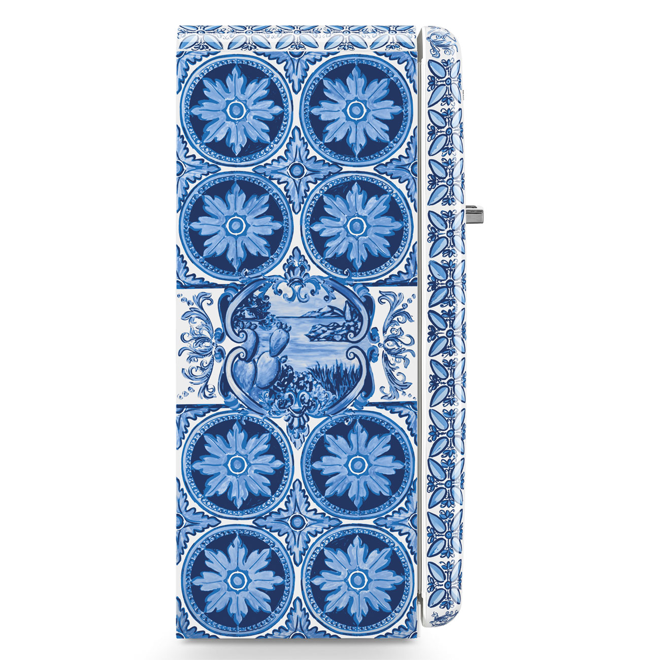 Refrigerador Smeg 1 Puerta, Estilo años 50, Bisagra a la derecha, 220v, Dolce & Gabbana Blue Mediterraneo, FAB28RDGC6