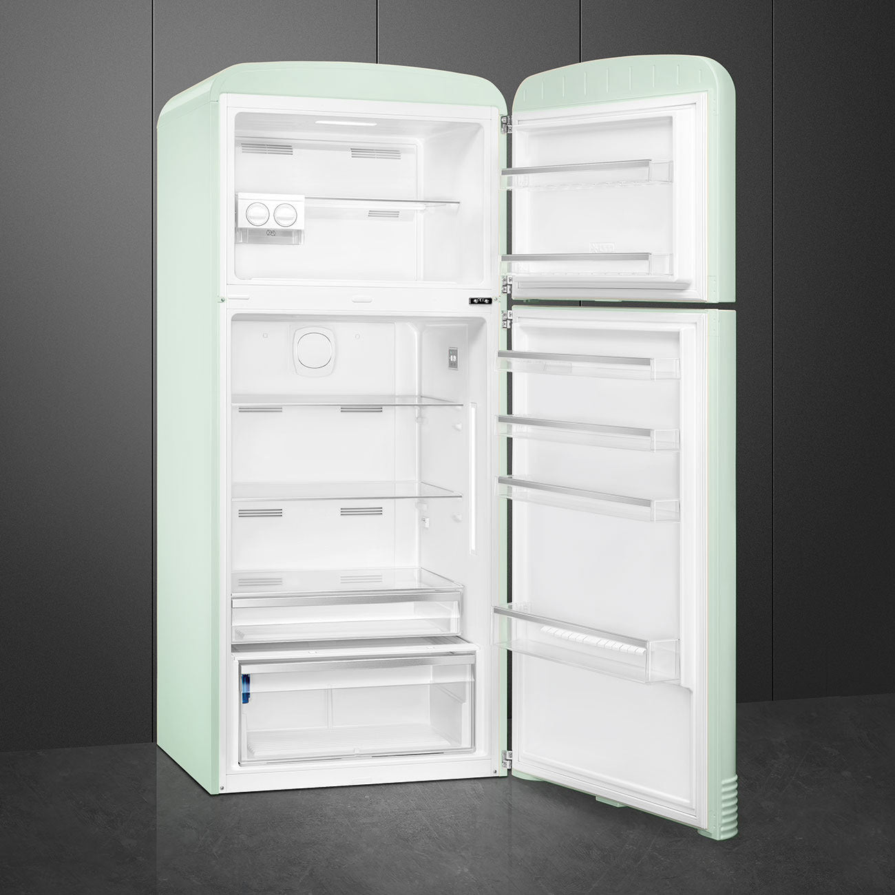 Refrigerador Smeg 2 Puertas, Estilo anõs 50, 524L, Bisagra a la derecha, 220v, Verde Pastel, FAB50RPG5