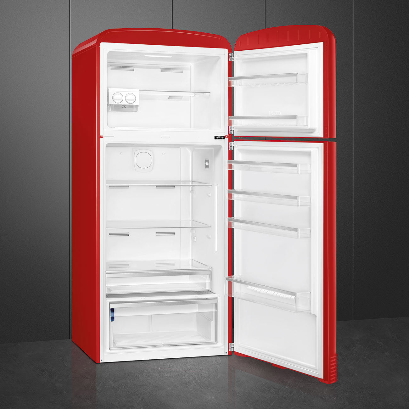 Refrigerador Smeg 2 Puertas, Estilo anõs 50, 524L, Bisagra a la derecha, 220v, Rojo, FAB50RRD5