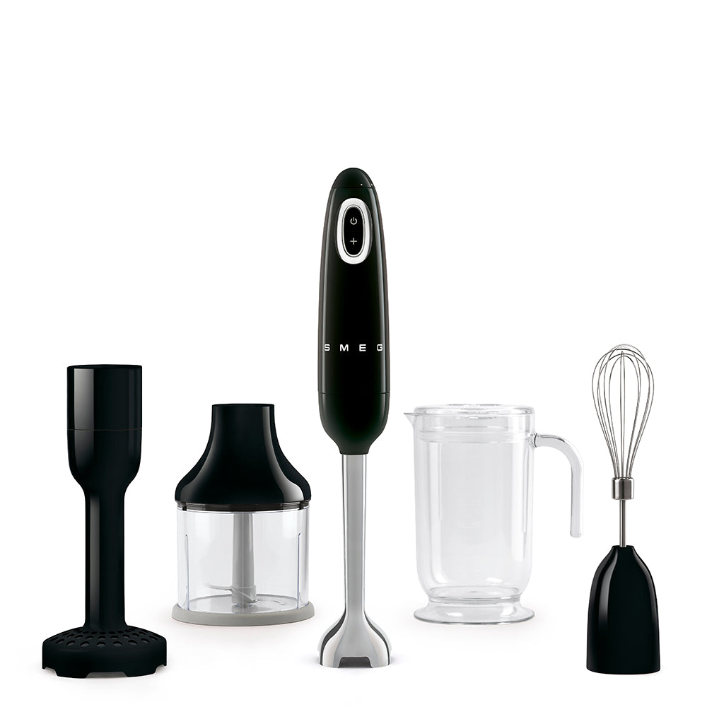 Batidora de mano con accesorios Smeg, Estilo años 50, 700w, Negro, HBF22BLEU