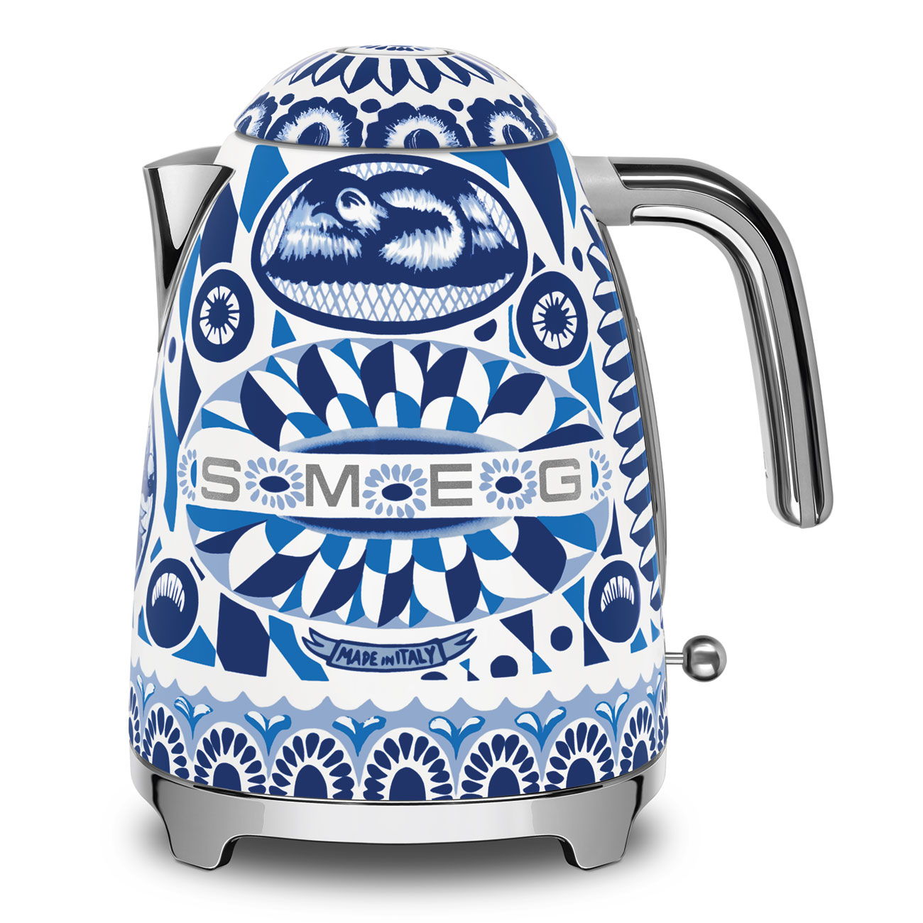 Hervidor Eléctrico Smeg, Estilo años 50, Dolce Gabbana Azul Mediterraneo, 220V, KLF03DGBEU