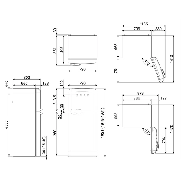 Refrigerador Smeg 2 Puertas, Estilo anõs 50, 524L, Bisagra a la izquierda, 220v, Crema, FAB50LCR5