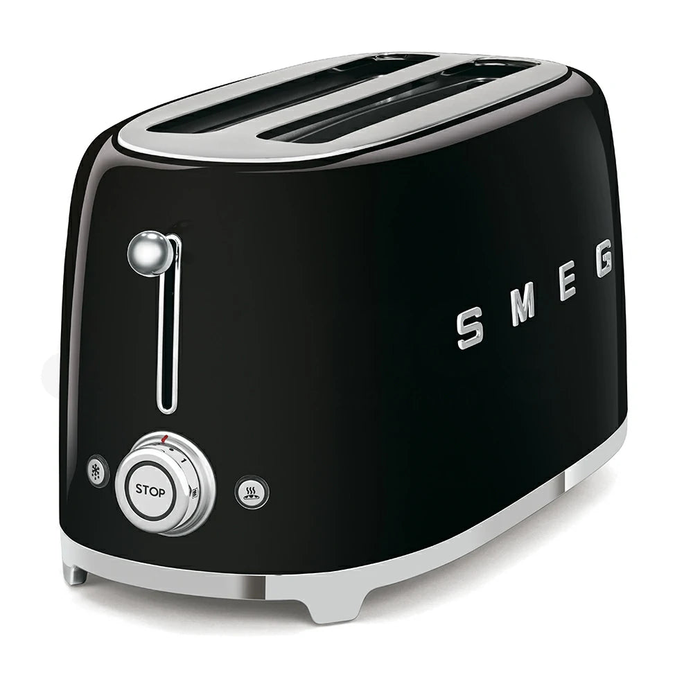 Tostadora Smeg 2x4, Estilo Años 50, 950W 220-240v, Negro, TSF02BLEU