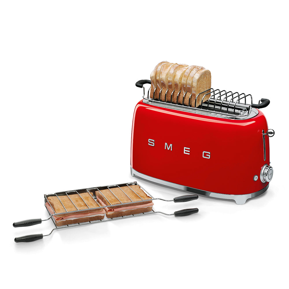 Tostadora Smeg 2x4, Estilo Años 50, 950W 220-240v, Roja, TSF02RDEU